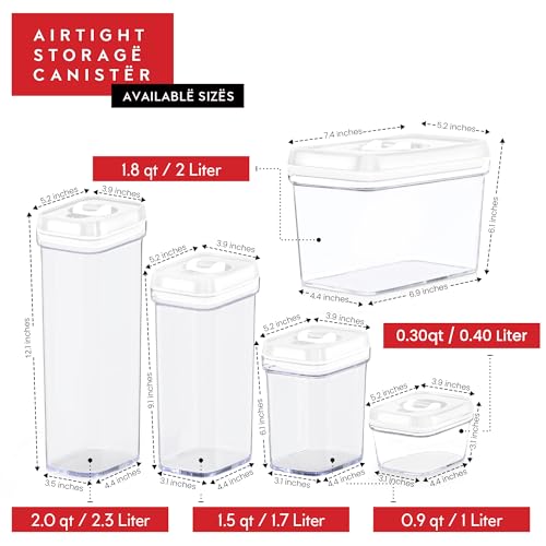 Airtight Food Storage Containers with White Lids 2L (4 Count)