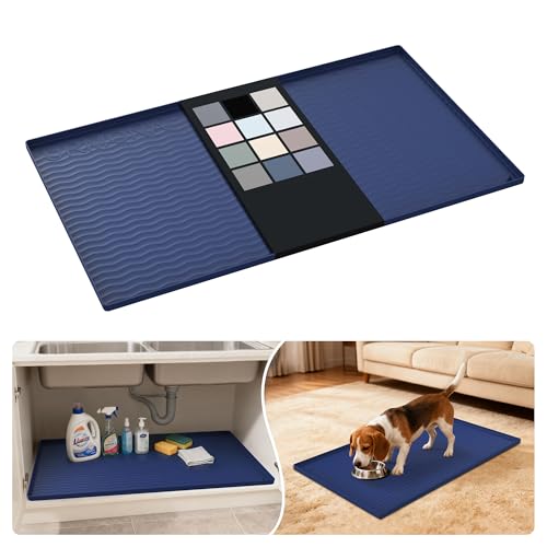 Waterproof Silicone Under Sink Mat 37'' x 22'' Shelf Liner for Kitchen and Bathroom