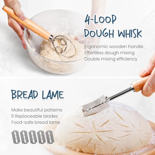 Sourdough Starter Kit with 2 Oval Banneton Bread Proofing Baskets (2 Count)