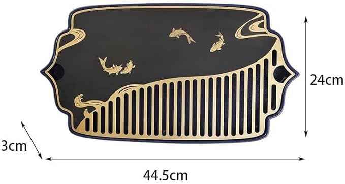Tea Set Household Brass Chinese Dry Tea Table Office Water Storage Tea Tray, Tea Table Tea Tray Indoor Small Tea Table Tea Tray Chinese Tea Set(A)