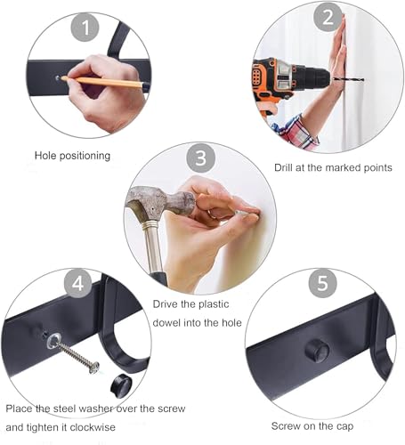 Coat Rack Wall Mount with 6 Hooks (2 Count)
