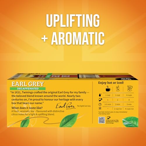 Decaffeinated Earl Grey Black Bergamot Tea Bags 100CT Box (100 Count)