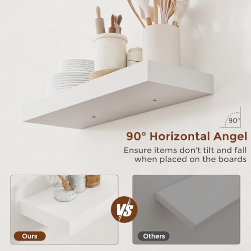 24 Inch Floating Shelves for Wall White Shelves Set of 2 (2 Count)