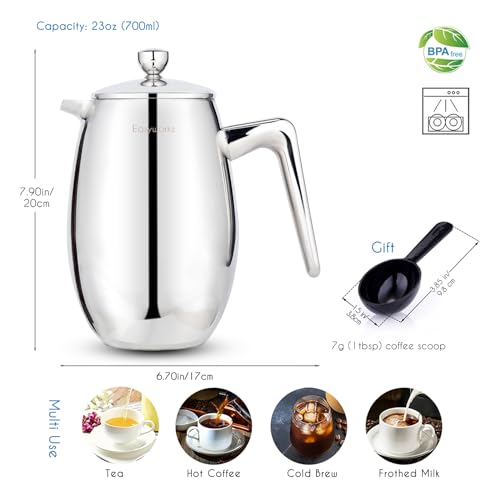 Nando French Press 23 oz Double Wall Insulated Thermal Coffee Maker