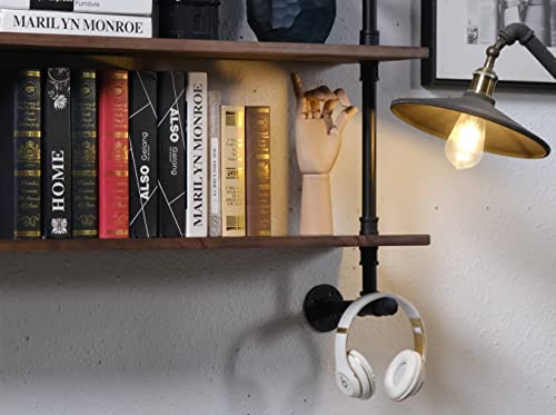 Industrial Pipe Wall Shelves with Real Wood Plank 36 Inches