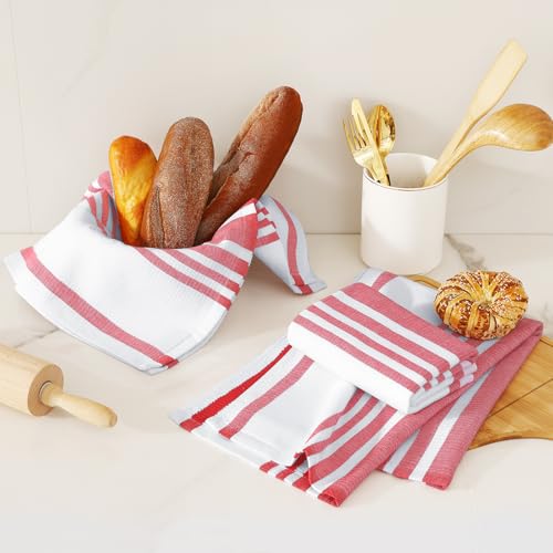 Premium Cotton Stripe Kitchen Towels 6 Pack (6 Count)