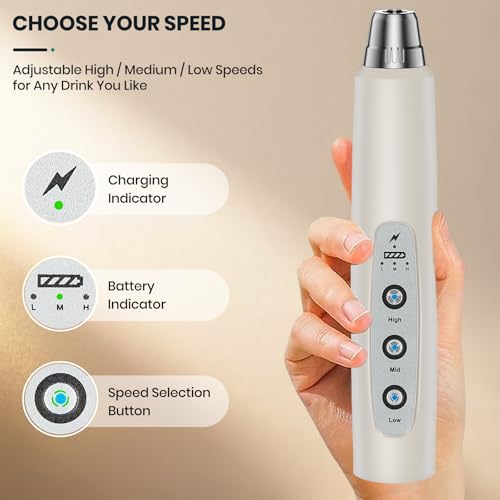 Milk Frother Handheld Rechargeable with Stand