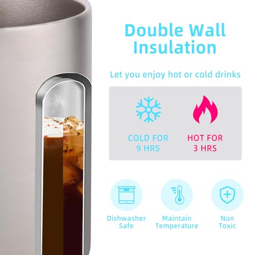 14oz Insulated Stainless Steel Coffee Mug with Lid Bulk 2 Pack (2 Count)