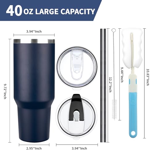 40 oz Tumbler with Lids and Straws