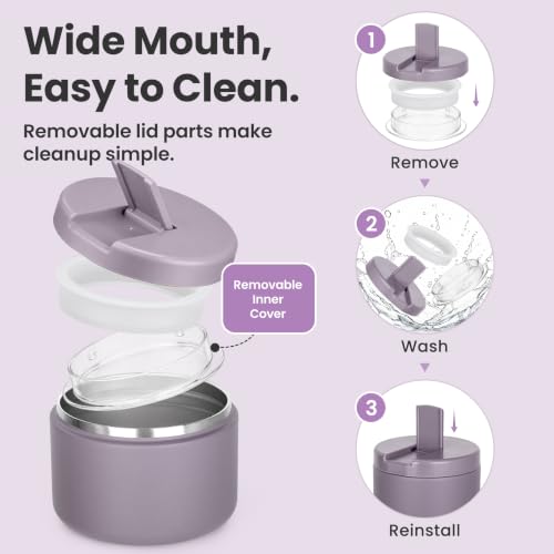 12oz Insulated Vacuum Food Jar with Buckle Lid Wide Mouth Soup Thermo for Hot Food Kids Leakproof Stainless Steel Lunch Container