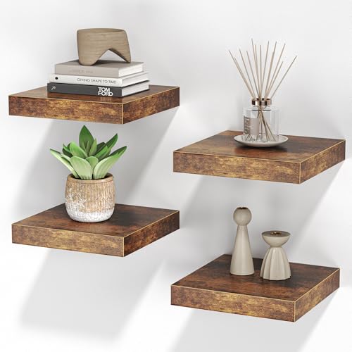 Square Floating Shelves for Wall (4 Count)