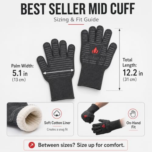 Grill Gloves Heat Proof for Grilling 932°F BBQ Pitmasters (2 Count)