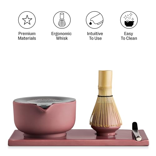 Matcha Set, 6-Piece Ceramic Matcha Bowl Kit with Display Tray