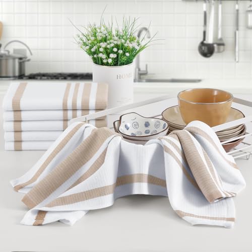 Premium Cotton Stripe Kitchen Towels 8 Pack (8 Count)