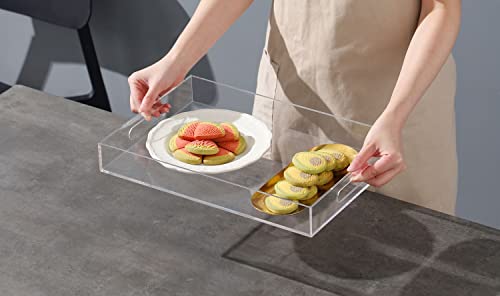 Clear Sturdy Acrylic Serving Tray with Handles