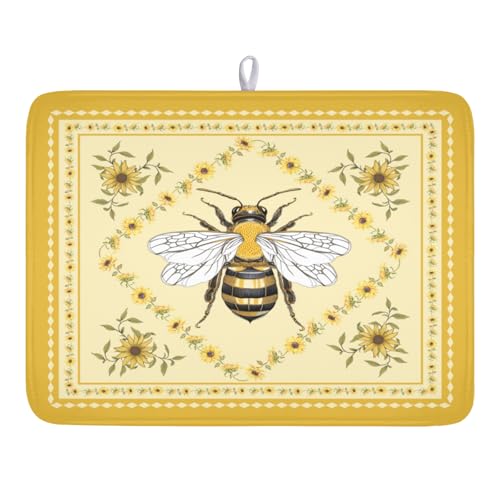 Sunflower Bee Dish Drying Mat