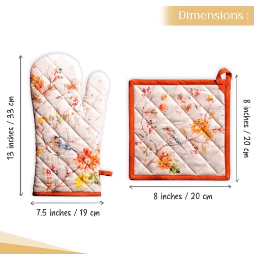 100% Cotton Oven Mitt & Pot Holder Set