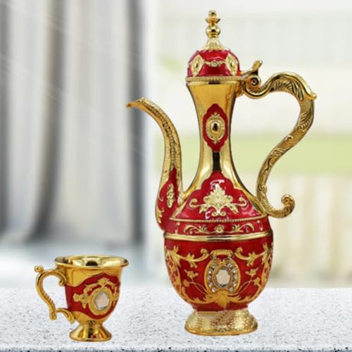 Tea Sets Vintage Coffee Pot Set with 6 Coffee Cup and Tea Tray Luxury Teapot Set Tea Party Set Art Crafts Wedding Gift