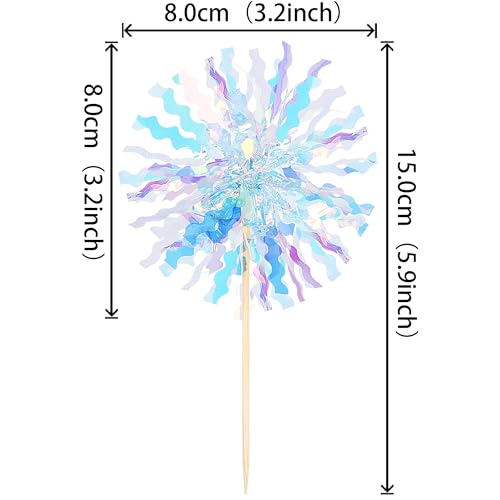 30 PCS Foil Firework Cupcake Toppers Sparkle Tinsel Cupcake Picks Happy Birthday Cake Toppers Drink Stirrers Cocktail Food Fruit Toothpicks for Baby Shower Wedding Party Decorations Supplies Blue (30 Count)