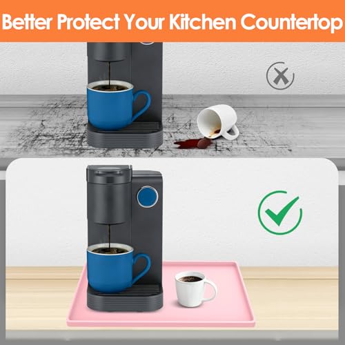 Silicone Coffee Maker Mat with Lip for Countertops