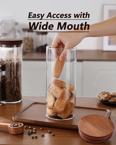 2PCS of 50floz Round Coffee Canister with Wooden Lids