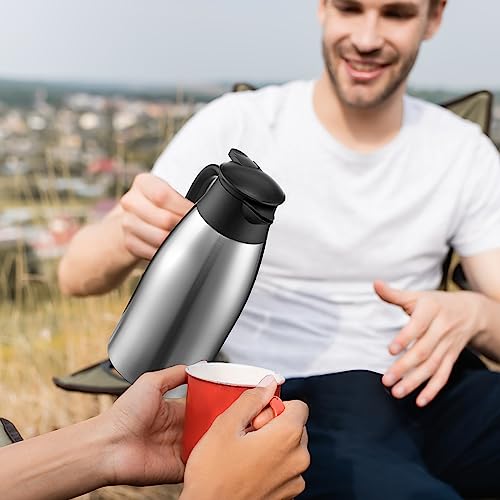 2 Pcs Thermal Coffee Carafe Insulated Stainless Steel Coffee Carafe for Hot Liquid Vacuum Thermal Pot Creamer Pitcher Dispenser with Brushes Keeping Hot Water Milk (2 Count)