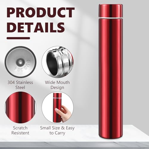 1 Pack Red Slim Stainless Steel Water Bottle 8.8 oz