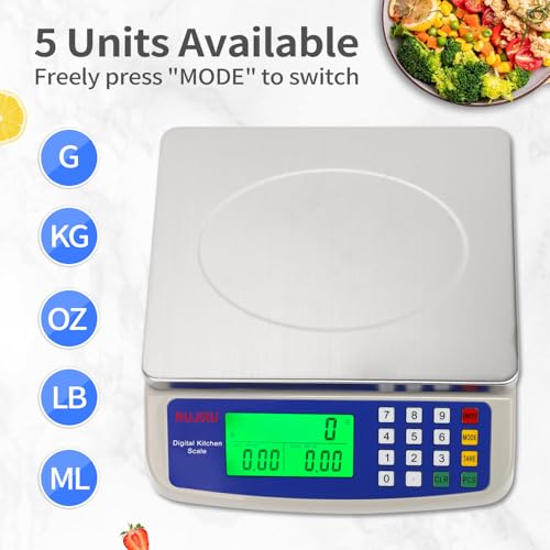Large Digital Kitchen Scale 30KG Commercial Food Scale 66LB for Baking Bread Meat Stainless Steel Price Computing Scale LCD Display