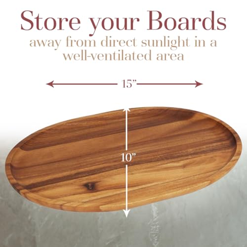 Woodard & Charles Acacia Wood Large Oval Serving Tray (16 Count)