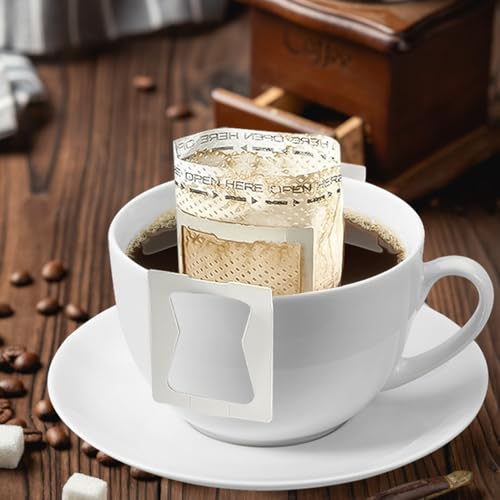 75 Pack Pour Over Coffee Filter Bags with 75 Foil Storage Pouches (75 Count)
