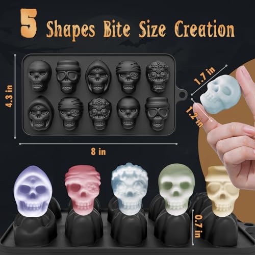 Skull Silicone Molds Halloween 2 Pack 10 Cavity for Chocolate Candy