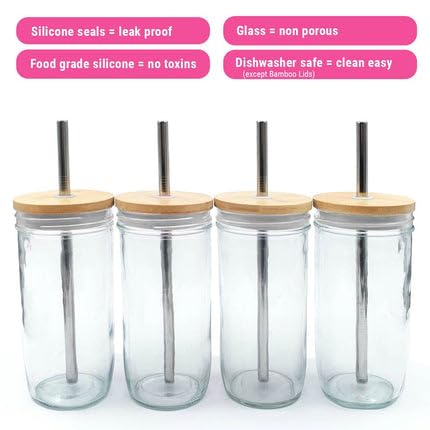 Kids Toddler 24oz Glass Mason Jars + Sleeves + Lids