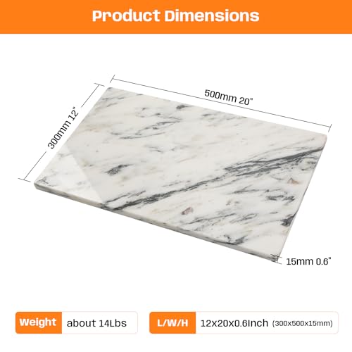 White Marble Cutting Board 12x20 Inch