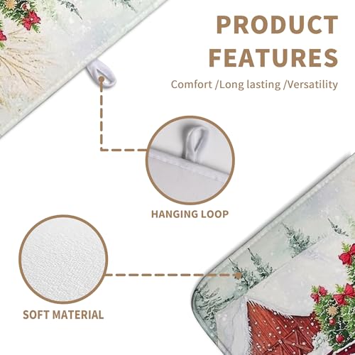 Christma Red Truck Dish Drying Mat Winter Dog Large Kitchen Mats Dish Drying Pad Xmas Tree Vintage Absorbent Dish Dryer Mat for Kitchen Countertops Microfiber Drainer Pad Dish Drying Mats