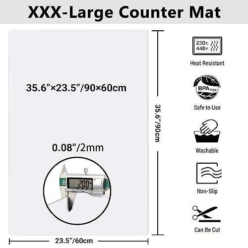 35.6x23.5in 2mm Silicone Mats for Kitchen Counter