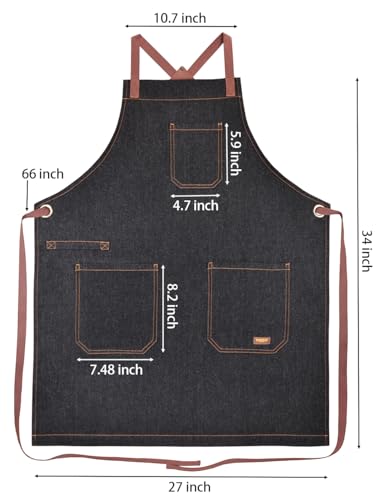 Mens Womens Cooking Apron with Cross Back Straps