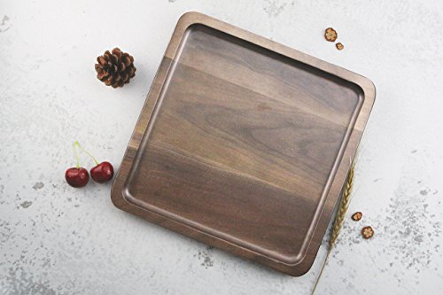 Rustic Walnut Wooden Tray Solid Wood Serving Tray Square Rectangle Platter Tea Tray Coffee Table Tray