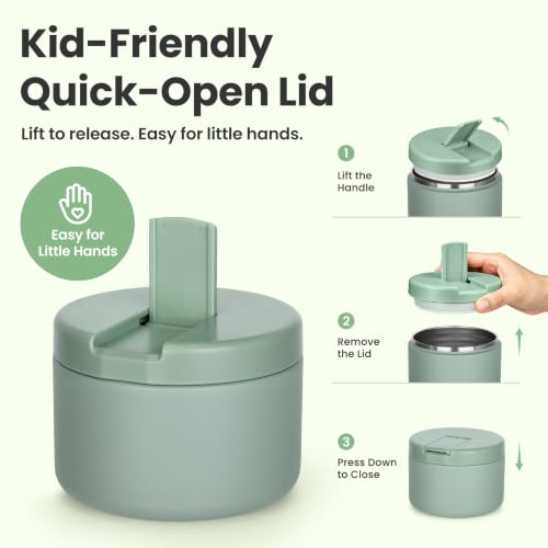 12oz Insulated Vacuum Food Jar with Buckle Lid Wide Mouth Soup Thermo for Hot Food Kids Leakproof Stainless Steel Lunch Container