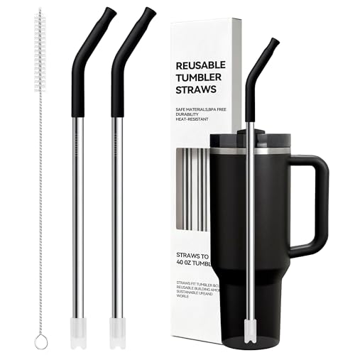 Metal Straws With Silicone Tip for Stanley Quencher 40 oz Tumblers