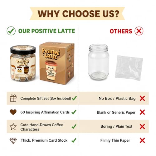 Positive Latte Jar with 60 Affirmation Cards