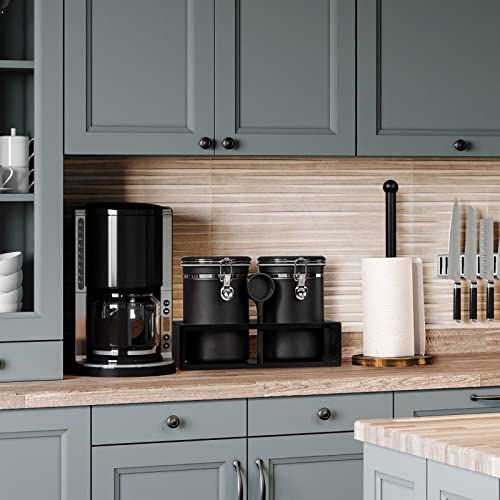 2×63OZ Stainless Steel Coffee Canister with Shelf and Scoop for Coffee Bar