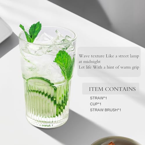 18.5oz Glass Cups with Lids and Straws (20 Count)