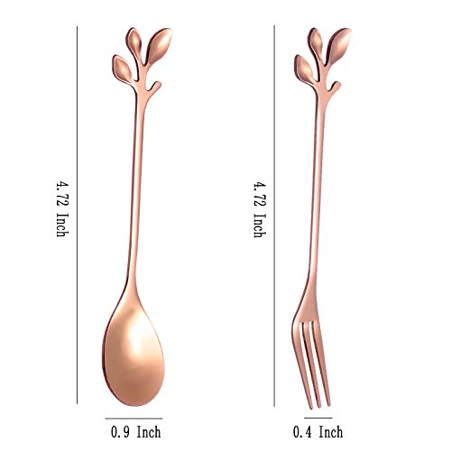Elegant Rose Gold Leaf Coffee Spoons (10 Count)