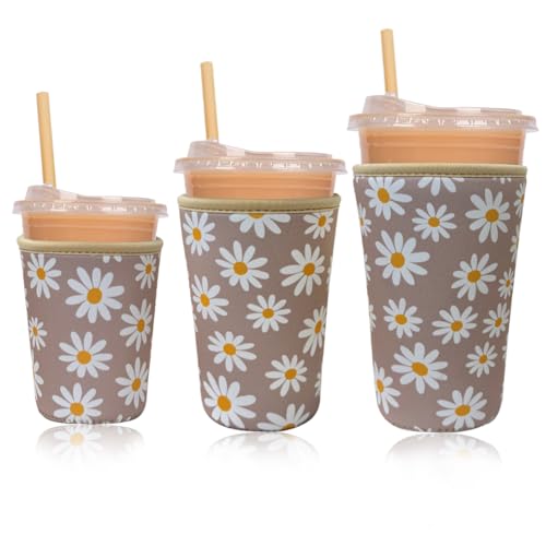 Reusable Insulated Neoprene Iced Coffee Cup Sleeve (3 Count)
