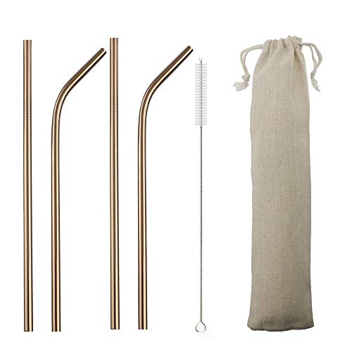 Metal Straws Stainless Steel Straws 8.5" Drinking Straws Reusable 4 Set