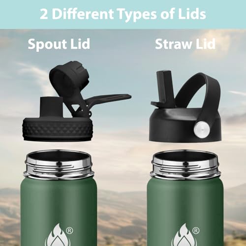 Insulated Water Bottle 40 oz with Straw