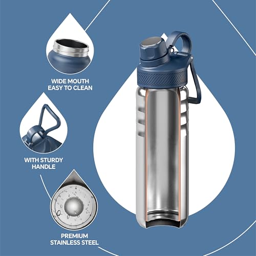 24oz Insulated Stainless Bottle with 2 Leakproof Lids