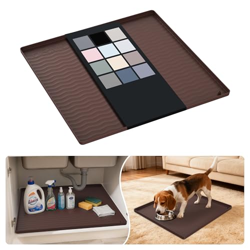 Waterproof Silicone Under Sink Mat 19'' x 19'' Shelf Liner for Kitchen and Bathroom