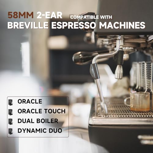 58mm Bottomless Portafilter with Double Shot Filter Basket & Wood Handle for Breville Oracle