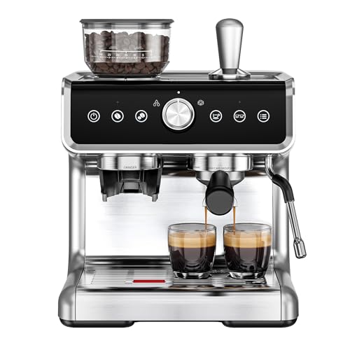 20 Bar Espresso Machine with Grinder and Milk Frother